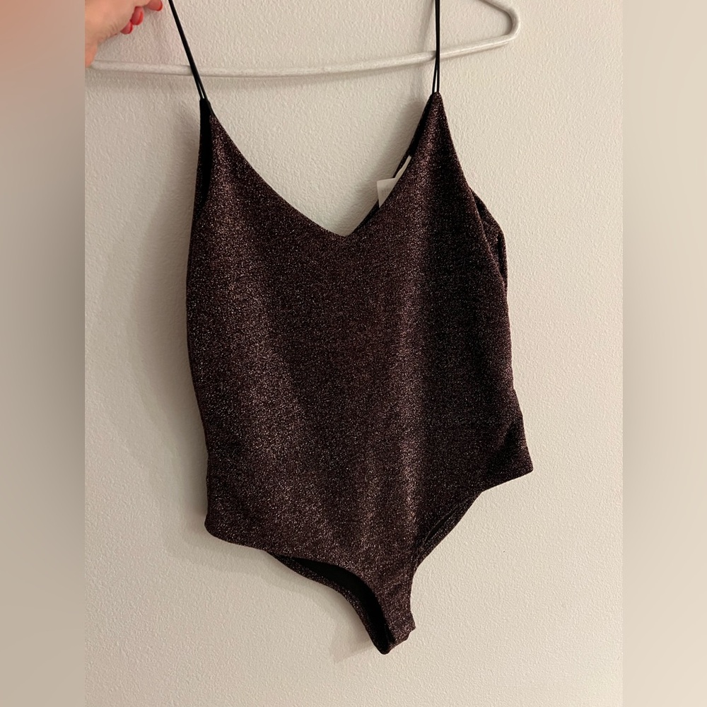 Shimmery Brown Bodysuit with spaghetti straps